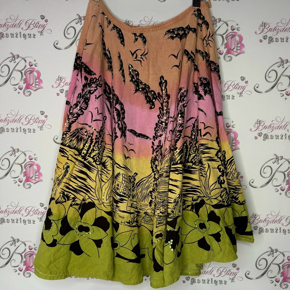 RDI Hawaii skirt sequin ombré pink orange yellow green sparkly shimmer volcano